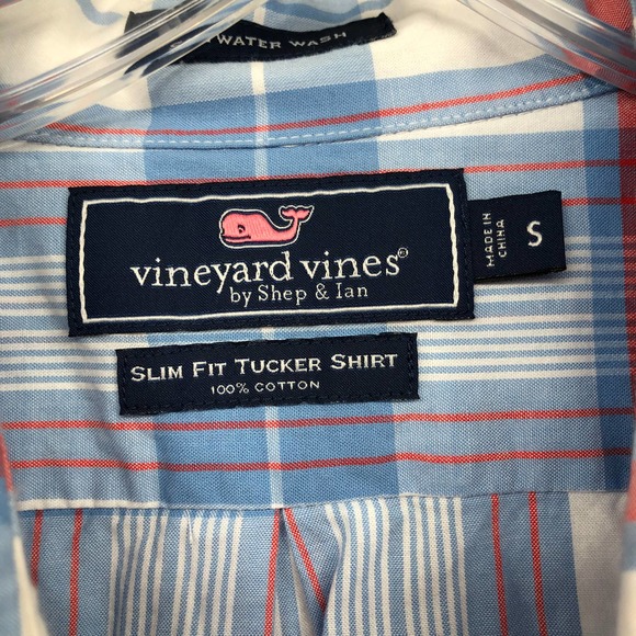 Vineyard Vines Plaid Tucker Shirt Small Blue Button-Down Mens Slim Fit Teal - Picture 4 of 8